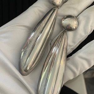 Vintage Chunky Sterling Silver 925 Dangling Earrings Italy  80's